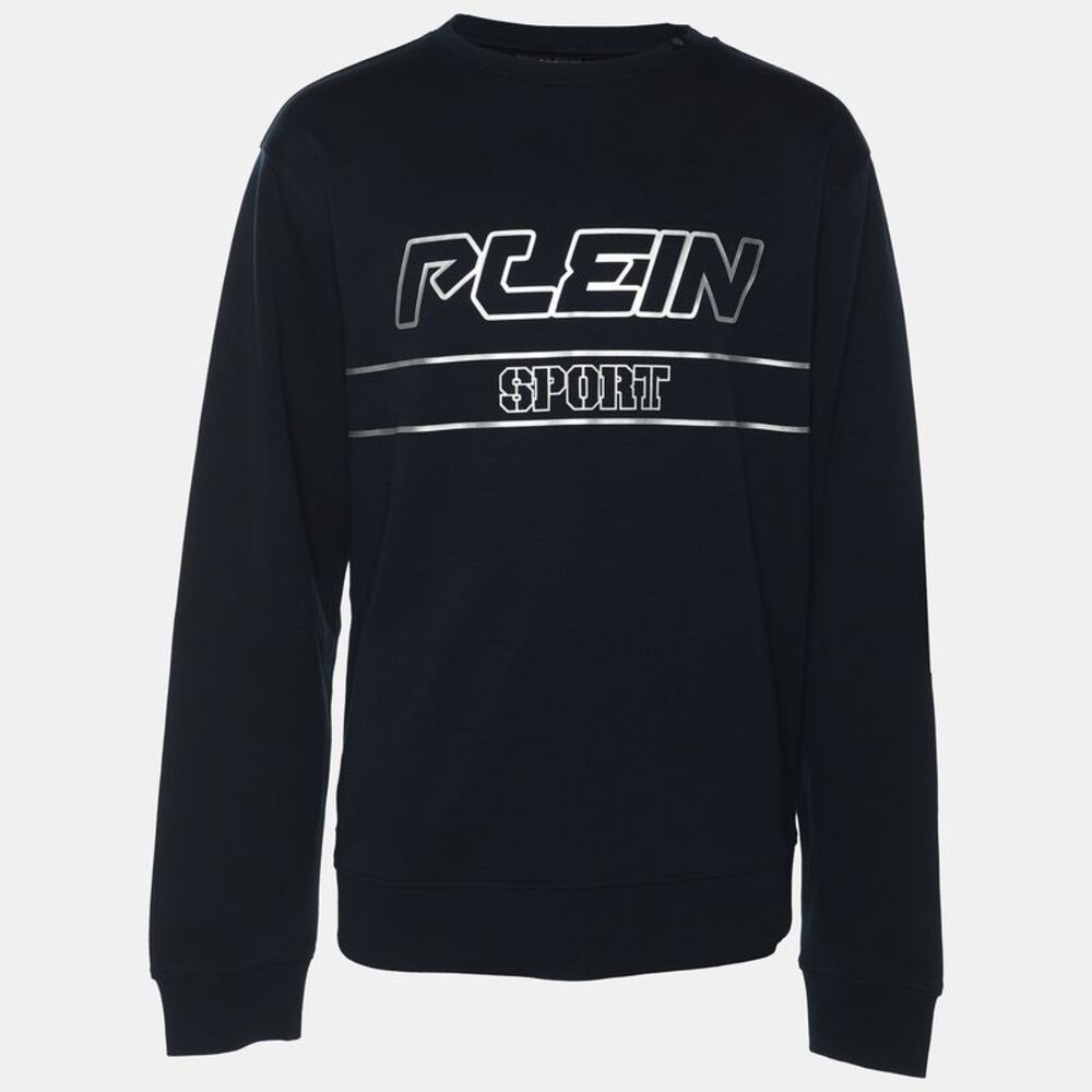 Plein Sport Navy Blue Jersey Logo Sweatshirt Xl
